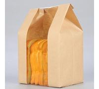 50Pcs Kraft Paper Loaf Bread Packaging Bags, Large PE Coated Bakery Bags with 50 Stickers，Elegant Packaging for Sourdough Loaf, Cookies, and Baked Gifts,12.6"x8.3"x3.9"