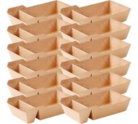 50pcs Kraft Paper Snack Box, 440ml Folding Open Design for Parties | Khaki Disposable Serving Pack, Stackable Single Portions, Popcorn and Sauce Cups, Easy Carrying