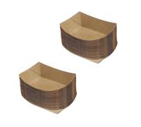 50pcs Kraft Paper Snack Serving Tray Grease Resistant for Party Food | Degradable Simple Design, Mess-free Serving for Hot Soups Barbecue Meat, Street Vendors, Restaurants and House-warming