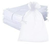 50Pcs Large Organza Gift Bags, Organza Jewellery Pouches, Pouches Organza Gift Bags Oragnza Wedding Party Favour Jewellery, White with Drawstring for Birthday Party Xmas Gift Packaging, 20x30cm