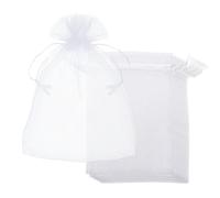50Pcs Large Organza Organza Gift Bags, White, Jewellery Bags with Drawstring for Halloween Candy, Wedding Favour, 20x30cm