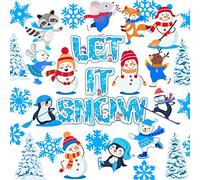 50Pcs Large Winter Bulletin Board Decorations Set Christmas Snowflake Cutouts Classroom Decorations Penguin Snowman Let It Snow Board Border Home Office Decor for Teacher Kids Students, 25 Designs