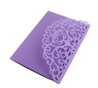 50pcs Laser Cut Wedding Invitation Greeting Cards Birthday Party Favor Supplies(Purple)