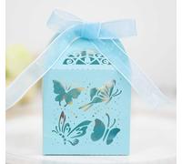 50PCS Laser Wedding Party Favor Box Candy Chocolate Gift Boxes with Ribbon Cute Butterfly Pattern Candy Cookie Small Gift Box Present Boxes DIY Candy Boxes for Wedding Birthday Baby Shower Party,X