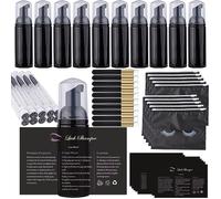 50pcs Lash Extension Cleaning Kit for Clients,10pcs Lash Brushes,10pcs Eyelash Cleaning Brush with Tubes,10pcs Lash Bottles,10pcs Eyelash Aftercare Bags,10pcs Lash Shampoo Label Stickers(Black)