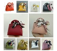 50PCS Leather Pink Gift Bags Wedding Favour Bag for Guest Mini Handbag with Ribbon Candy Packaging Box Party Decor