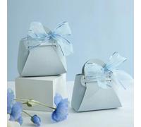 50PCS Leather Pink Gift Bags Wedding Favour Bag for Guest Mini Handbag with Ribbon Candy Packaging Box Party Decor