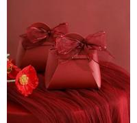 50PCS Leather Pink Gift Bags Wedding Favour Bag for Guest Mini Handbag with Ribbon Candy Packaging Box Party Decor