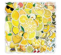 50PCS Lemon Stickers for Water Bottles Laptop Luggage Cup Computer Scrapbook Notebook Skateboard Phone Journal Guitar Helmet,Funny Cartoon Fruit Waterproof Decals for Kids Teens Girls Adults
