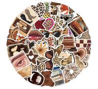 50Pcs Leopard Print Stickers, Vintage Preppy Cheetah Print Stickers, Waterproof Vinyl Y2k Aesthetic Decals for Laptop Guitar Skateboards, Teens and Girls