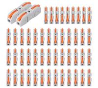 50PCS Lever Wire Connectors, 1 Conductor Compact Electrical Connectors, 1 to 1 Inline Quick Connect Butt Terminals for DIY Splicing