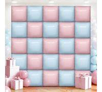 50Pcs Light Pink and Light Blue Square Foil Balloons Wall Backdrop, Double Sided Metallic Foil Balloons Tunnel Arch Garland Kit for Photo Booth Birthday Wedding Halloween Christmas Party Decorations