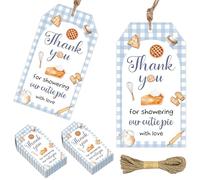 50PCS Little Cutie Pie Thank You Tags with String for Baby Shower, Little Cutie is On The Way Party Decorations,Sweet as Pie Hanging Tags for Birthday Favors Baby Shower Supplies