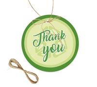 50pcs Little Cutie Round Thank You Tags, Sweet Orange Gift Tag with String for Birthday Party, A Little Cutie is On The Way Thank You Paper Tags for Gender Reveal Party Favors (Cucumber)