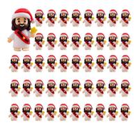 50PCS Little Jesus Figures Easter Christmas Mini Jesus Figurines in Bulk, Religious Jesus Loves You Figures Gift, Little Jesu-s Loves You with Santa hats Original Design Rubber Pocket Toys (Red)