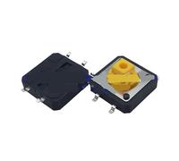 50Pcs/Lot 12 * 12 * 7.3mm SMD-4 Tact Switch Micro push-button switch 12x12x7. Vertical yellow black square head(8mm)
