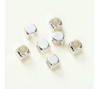 50Pcs lot 14K 18K Gold Pated Big Hole Square Spacer Beads Bracelet Earring Loose Spacer Beads for DIY Jewelry Making Findings-Silver-2mm