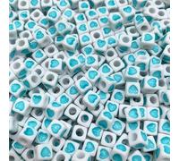 50pcs / Lot 7x7mm Acrylic Spaced Beads Square Shape Love Heart Beads for Jewelry Making Handmade Charms Bracelet Convenient and Attractive