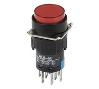 50pcs / lot AL6-M-22 16mm Reset - Off Round Push Button Switch AL6-M 8 pin pushbutton 220V 12V LA16Y-22D(Rosso,24V)