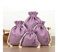 50Pcs/Lot Lotus Linen Jute Fabric Gift Bags Burlap Drawstring Storage Pouch Cotton Linen Packaging Bags