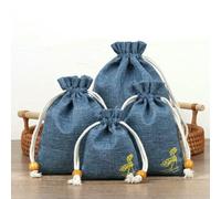 50Pcs/Lot Lotus Linen Jute Fabric Gift Bags Burlap Drawstring Storage Pouch Cotton Linen Packaging Bags