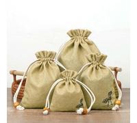 50Pcs/Lot Lotus Linen Jute Fabric Gift Bags Burlap Drawstring Storage Pouch Cotton Linen Packaging Bags
