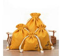 50Pcs/Lot Lotus Linen Jute Fabric Gift Bags Burlap Drawstring Storage Pouch Cotton Linen Packaging Bags