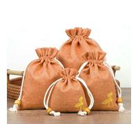 50Pcs/Lot Lotus Linen Jute Fabric Gift Bags Burlap Drawstring Storage Pouch Cotton Linen Packaging Bags