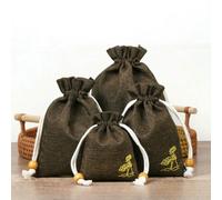50Pcs/Lot Lotus Linen Jute Fabric Gift Bags Burlap Drawstring Storage Pouch Cotton Linen Packaging Bags