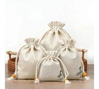 50Pcs/Lot Lotus Linen Jute Fabric Gift Bags Burlap Drawstring Storage Pouch Cotton Linen Packaging Bags