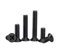 50pcs/lot M1.7 M2 M2.5 M3 M3.5 M4 M5 KM Mini Small Black Steel Flat Countersunk Head Screw Bolt(3mm x50pcs,M3)