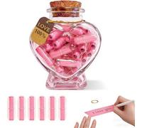 50PCS Love Capsule Letters in Heart Shaped Glass Jar, Pink DIY Personalised Message in a Bottle Gift for Him/Her, Romantic Keepsake for Boyfriend Girlfriend Valentine's Day Anniversary Birthday