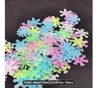50pcs Luminescent, Glow in The Dark Snowflake Wall Stickers, mini Christmas Snowflake Star luminousceiling Wall Decoration, Suitable for Home Bedroom, Christmas Decoration (3cm)