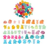 50pcs Luminous Mini Resin Animals Glow in the Dark Tiny Toy Resin Duck Frogs Dolphin Rabbit for Garden Dollhouse Aquarium Landscape Decoration (50pcs)