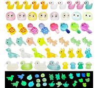 50pcs Luminous Mini Resin Animals, Tiny Resin Glow In The Dark Animals, Miniature Little Small Animal Figures for DIY Fish Tank Potted Micro Fairy Garden Dollhouse