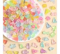 50pcs Luminous Resin Animals, 17 Styles Mini Resin Animals Mixed, Squirrel Bear Dinosaur Dogs Heimu Bees Lobster Miniature Rabbit Glow in The Dark, Mini Landscape for Garden Dollhouse Decoration