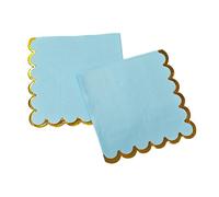 50Pcs Luxury Dinner Napkins with Gold Foil Scalloped Edges Premium 2-Ply Disposable Cocktail Napkin 10"x10" Elegant Paper for Weddings Birthday Party Baby Showers Anniversary Celebrations(Lake Blue)