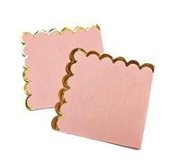 50Pcs Luxury Dinner Napkins with Gold Foil Scalloped Edges Premium 2-Ply Disposable Cocktail Napkin 10"x10" Elegant Paper for Weddings Birthday Party Baby Showers Anniversary Celebrations(Light Pink)