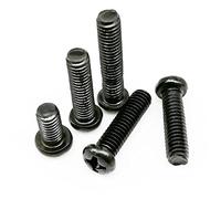 50pcs M1 .2 .4 .6 M2 GB818 Mini Small Micro Black Steel Cross Recessed Pan Round Head Screw Bolt(18mm,M2)