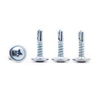 50Pcs M4.2 Zinc Plated Large Flat Head Self Tapping Screws Drilling Tail Screw