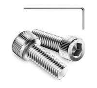 50Pcs M4 x 10mm Hex Socket Head Cap Screws Bolts, 304 Stainless Steel, Allen Socket Drive, Bright Finish, Full Threads, with Hex Spanner