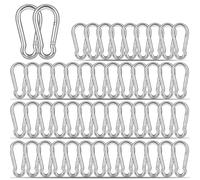 50PCS M5 Silver Carabiner Clip, 3/16Inch Snap Hook Quick Link Small Clips, 5CM Spring Carabiner Link Buckle for Fishing Camping Hammock Dog Leashes-220LBS Holding Capacity