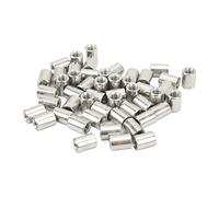 50Pcs M6x1.0 Coupling Nut, Stainless Steel Round Rod Connector Female Thread, 304 Rustproof Fastener for Indoor Outdoor Mechanical and Pipeline Use