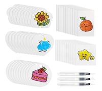 50PCS Magic Puffy Paint, Foam Texture Painting Paper Drawing Canvas Sponge White Cellulose Cards Sheets with 3 Empty Fountain Pens for DIY Arts Crafts Supplies