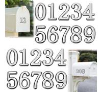 50Pcs Mailbox Numbers for Outside, 5 Sets of 0-9 Self-Adhesive Mail Box Numbers 2 Inch Silver Door Address Number Stickers, 3D Waterproof House Number for Mailbox Apartment House Trash Bins Office