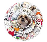 50Pcs Maltese Dog Stickers Laptop Car Scrapbook Phone Skateboard Suitcase Luggage Bike Dog Stickers Vinyl Waterproof Aesthetic Personalised Stickers for Teens Boys Girls Adults Children