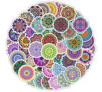 50pcs Mandala Flower Stickers, Buddhist Waterproof Vinyl Decals for Water Bottle Laptop Phone Car Scrapbook Planner Diary