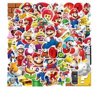 50PCS Mario Stickers Sets,Cartoon Anime Super Mario Stickers,Waterproof Graffiti Kawaii Stickers Packs for Kids Teens Skateboard Laptop Phone Luggage Motorcycle Bicycle Fridge Water Bottle
