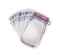 50Pcs Mason Jar Pattern Food Storage Bag Reusable Portable Stand Up Smell Proof Zipper Bags Snack Saver Container Retail Package Bag Frosted Pouches Red 7.6×5.4in (19.5×13.7cm)