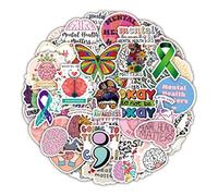 50PCS Mental Health Awareness Stickers - Gift for Children, Teens, Adults & Kids - Waterproof Stickers for Laptop, Scrapbook, Water Bottle, Skateboard, Journal, Wall, Car, Bicycle